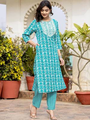 Women Ethnic Motifs Printed Kurta with Mirror Work, Printed Trousers, and Dupatta 7