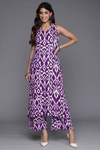 Ethnic Motifs Printed Sleeveless Regular Pure Cotton Kurta With Palazzo