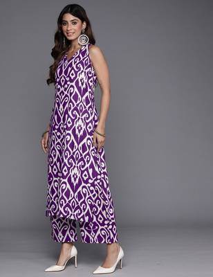 Ethnic Motifs Printed Sleeveless Regular Pure Cotton Kurta With Palazzo 3