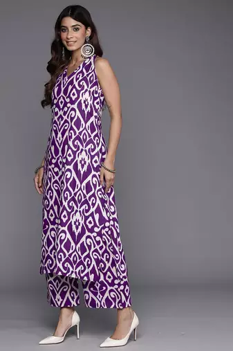 Ethnic Motifs Printed Sleeveless Regular Pure Cotton Kurta With Palazzo