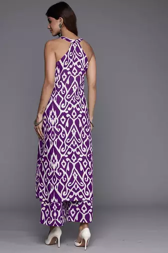 Ethnic Motifs Printed Sleeveless Regular Pure Cotton Kurta With Palazzo