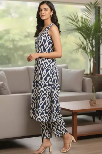 Women Printed Regular Pure Cotton Kurta with Trousers