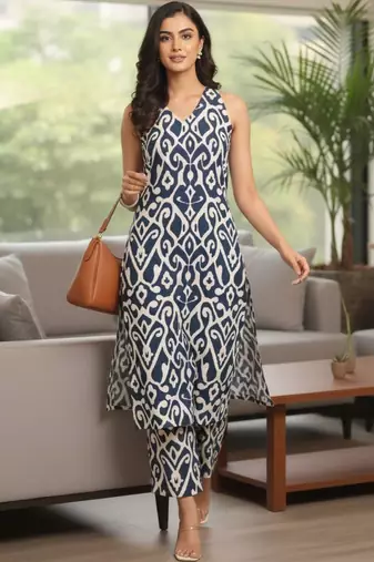 Women Printed Regular Pure Cotton Kurta with Trousers