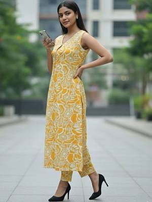Women Floral Printed Regular Kurta with Trousers 1