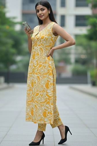 Women Floral Printed Regular Kurta with Trousers