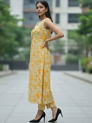 Women Floral Printed Regular Kurta with Trousers 3