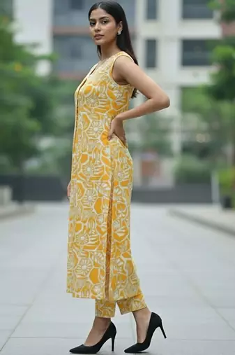 Women Floral Printed Regular Kurta with Trousers