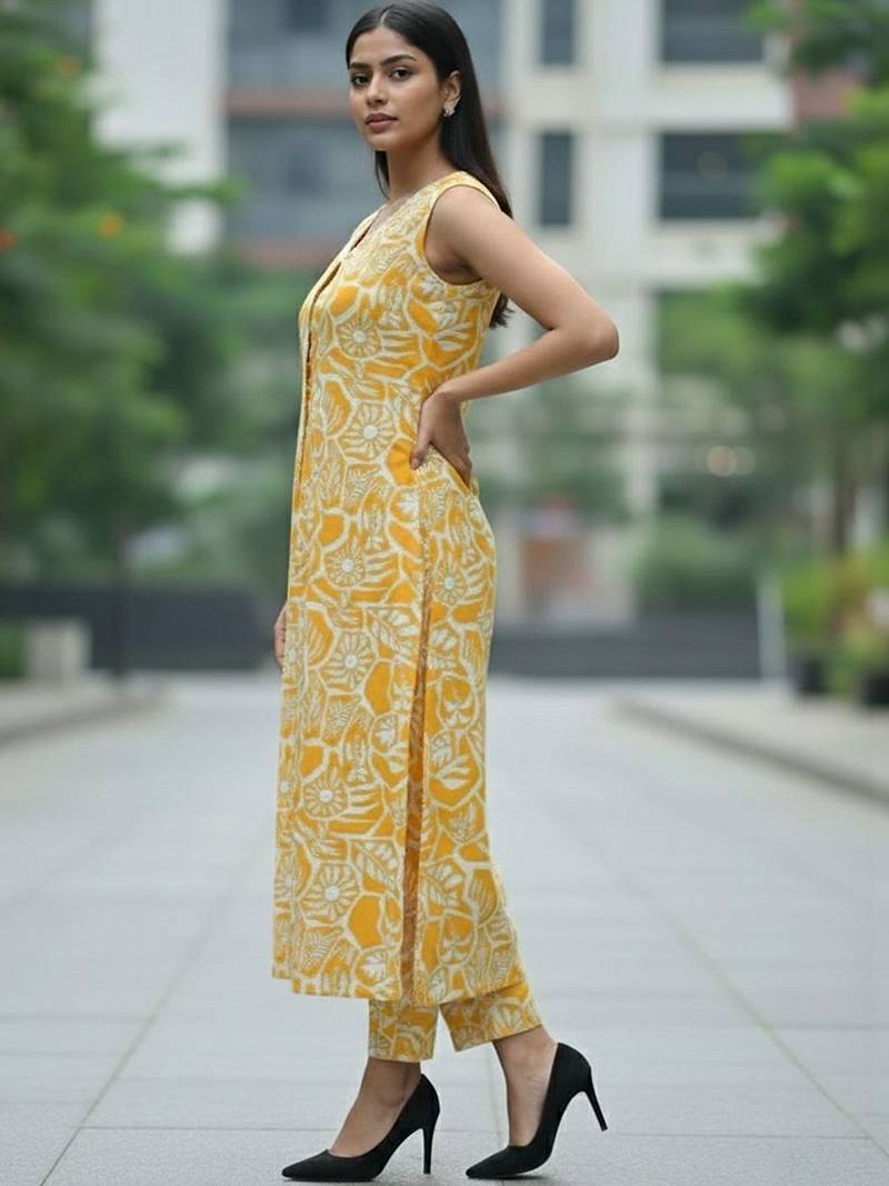 Women Floral Printed Regular Kurta with Trousers
