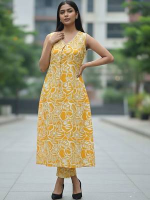 Women Floral Printed Regular Kurta with Trousers 4