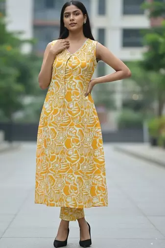 Women Floral Printed Regular Kurta with Trousers