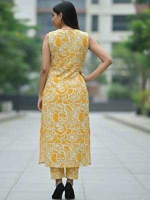 Women Floral Printed Regular Kurta with Trousers 5