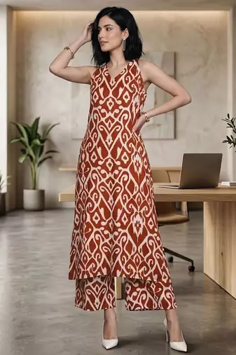 Women Ethnic Motifs Printed Regular Pure Cotton Kurta with Trousers