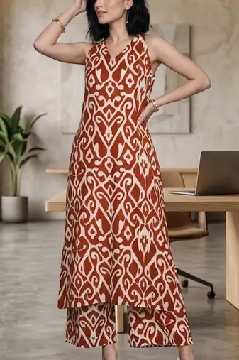 Women Ethnic Motifs Printed Regular Pure Cotton Kurta with Trousers