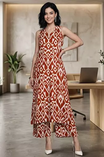Women Ethnic Motifs Printed Regular Pure Cotton Kurta with Trousers