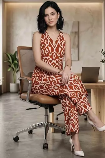 Women Ethnic Motifs Printed Regular Pure Cotton Kurta with Trousers