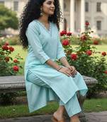 Women Striped Regular Thread Work Kurta with Trousers