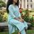 Women Striped Regular Thread Work Kurta with Trousers