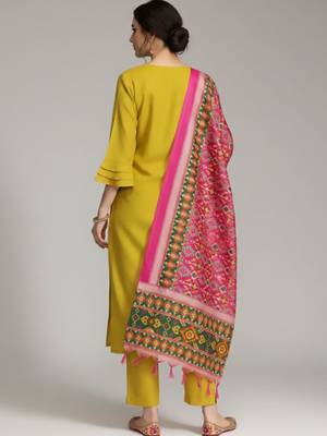 Women Ethnic Motifs Embroidered Regular Thread Work Pure Cotton Kurta with Trousers & With Dupatta 5