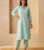 Women Regular Mirror Work Kurta with Trousers