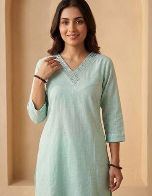 Women Regular Mirror Work Kurta with Trousers 2