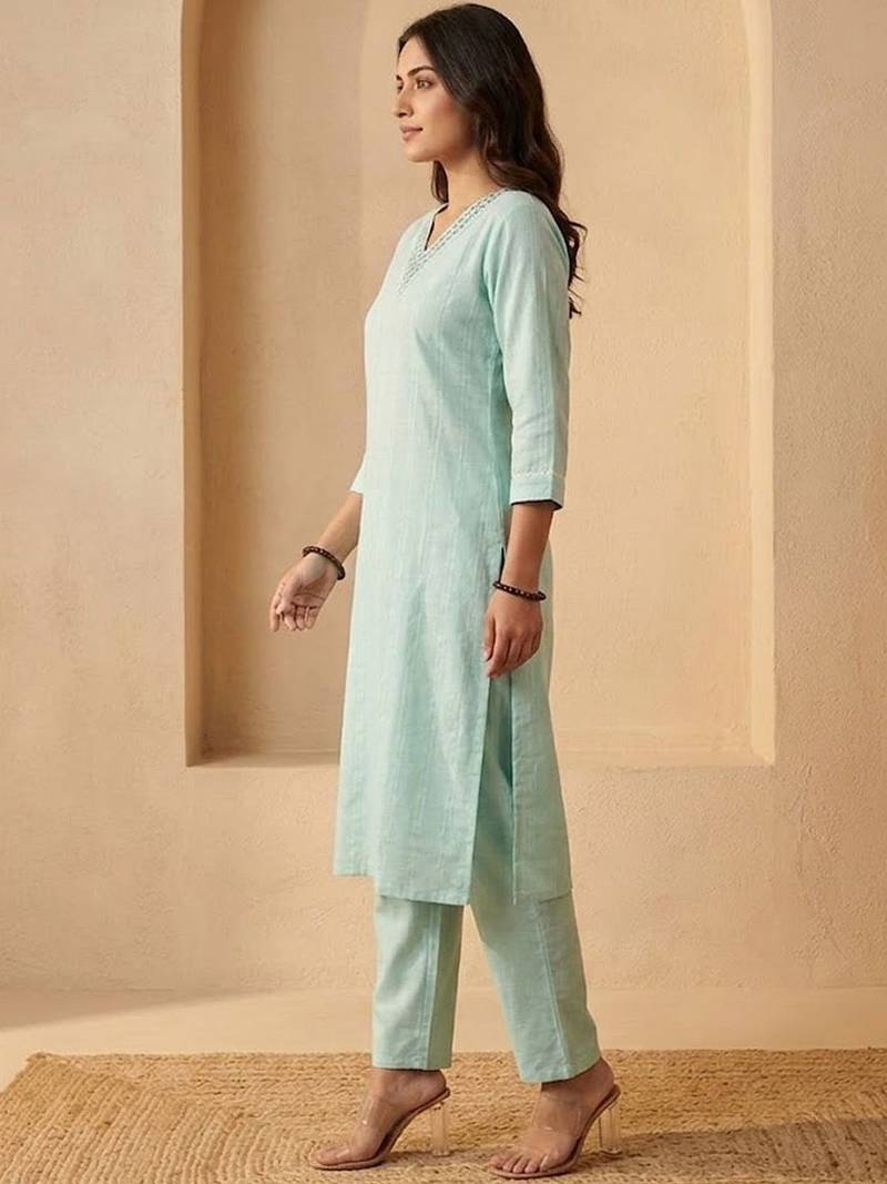 Women Regular Mirror Work Kurta with Trousers