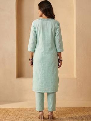 Women Regular Mirror Work Kurta with Trousers 5