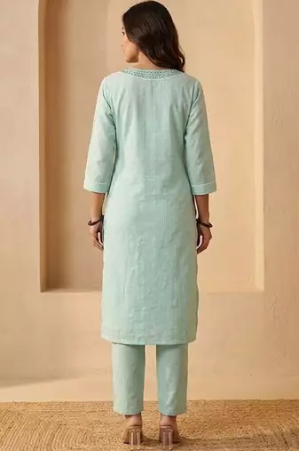 Women Regular Mirror Work Kurta with Trousers