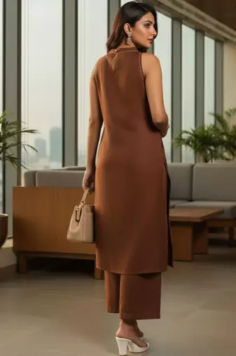 Women Regular Thread Work Kurta with Trousers