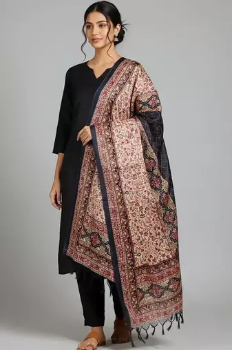 Women Ethnic Motifs Regular Kurta with Trousers & With Dupatta