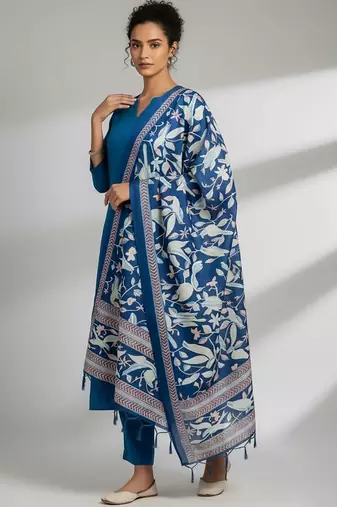 Women Ethnic Motifs Regular Kurta with Trousers & With Dupatta