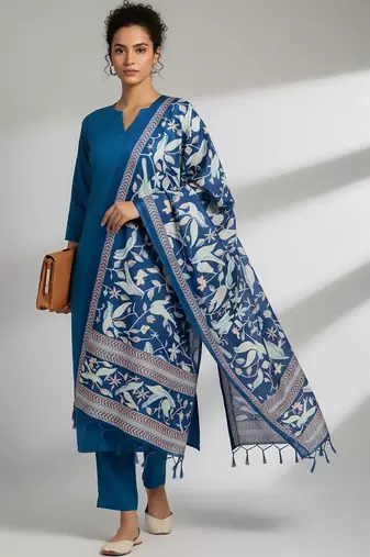 Women Ethnic Motifs Regular Kurta with Trousers & With Dupatta