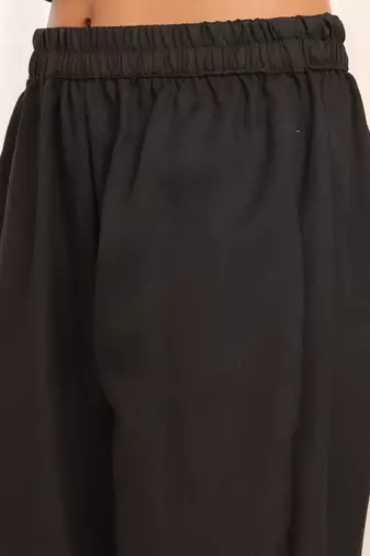 Black V-Neck Three-Quarter Sleeves Straight Kurta With Trousers & Dupatta