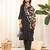 Black V-Neck Three-Quarter Sleeves Straight Kurta With Trousers & Dupatta