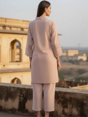 Women Regular Thread Work Kurta with Trousers 5