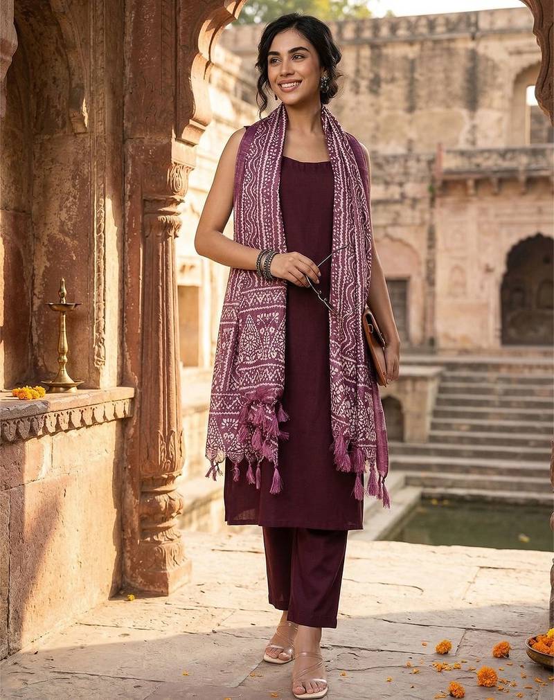 Women Regular Kurta with Trousers & With Dupatta