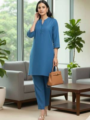 Women Regular Pure Cotton Kurta with Trousers 1