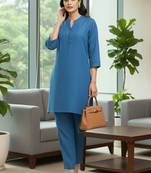 Women Regular Pure Cotton Kurta with Trousers