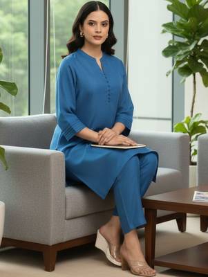 Women Regular Pure Cotton Kurta with Trousers 2