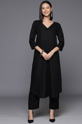 Women Solid A-Line Apple Hem Kurta with Palazzos