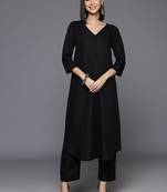 Women Solid A-Line Apple Hem Kurta with Palazzos