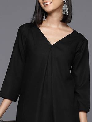 Women Solid A-Line Apple Hem Kurta with Palazzos 2