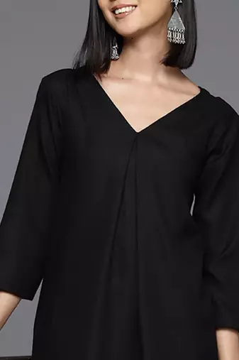 Women Solid A-Line Apple Hem Kurta with Palazzos