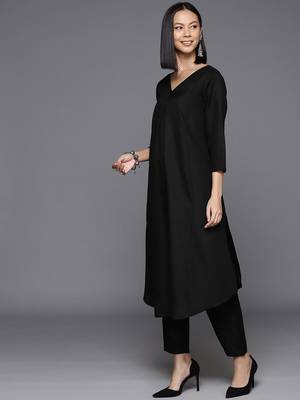 Women Solid A-Line Apple Hem Kurta with Palazzos 3