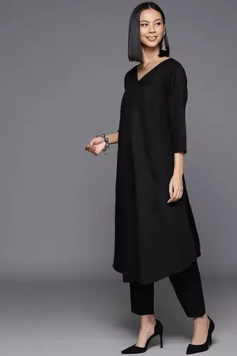 Women Solid A-Line Apple Hem Kurta with Palazzos
