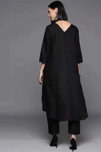 Women Solid A-Line Apple Hem Kurta with Palazzos