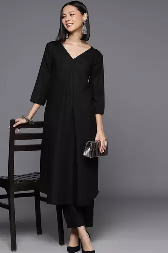 Women Solid A-Line Apple Hem Kurta with Palazzos