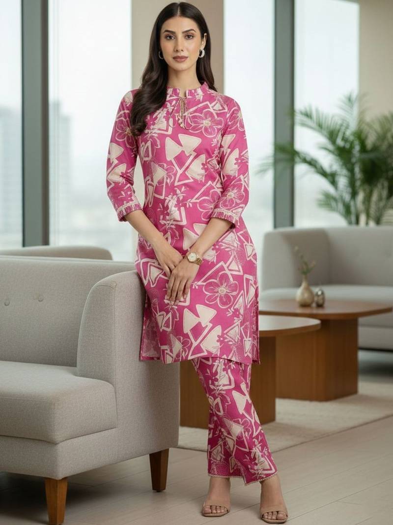 Women Floral Printed Regular Kurta with Trousers