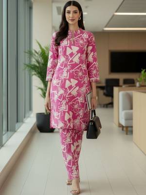 Women Floral Printed Regular Kurta with Trousers 2