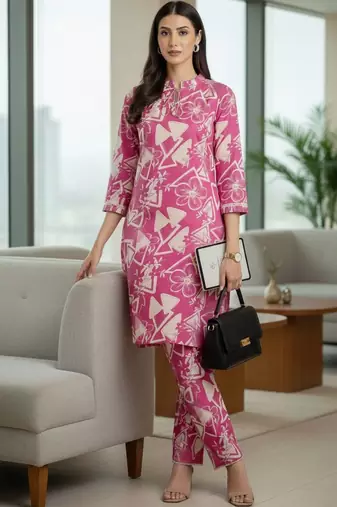Women Floral Printed Regular Kurta with Trousers