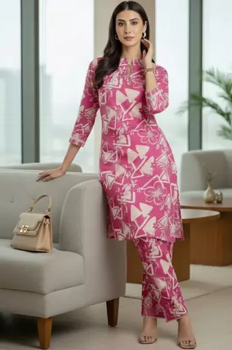 Women Floral Printed Regular Kurta with Trousers